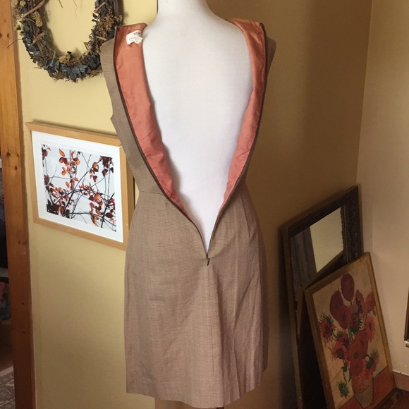 TOCCA size 6 Classic Plaid Fitted Sheath Tank Dress Brown/Tan Subdued Print EUC - Picture 6 of 8